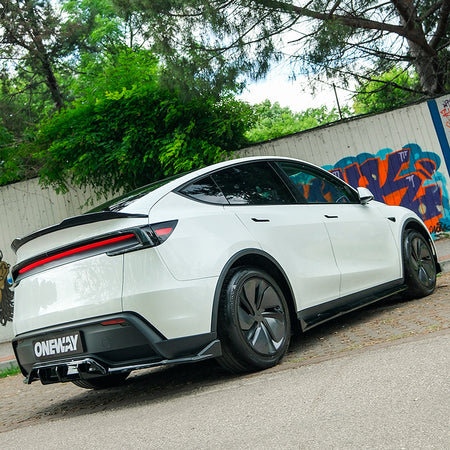 OneWay, Sideskørte, Blank sort, 2-delt sæt, passer til Tesla Model Y 'Juniper' FL (2025-)