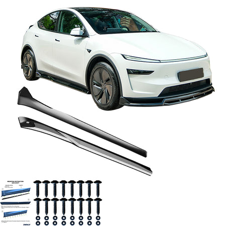OneWay, Sideskørte, Blank sort, 2-delt sæt, passer til Tesla Model Y 'Juniper' FL (2025-)