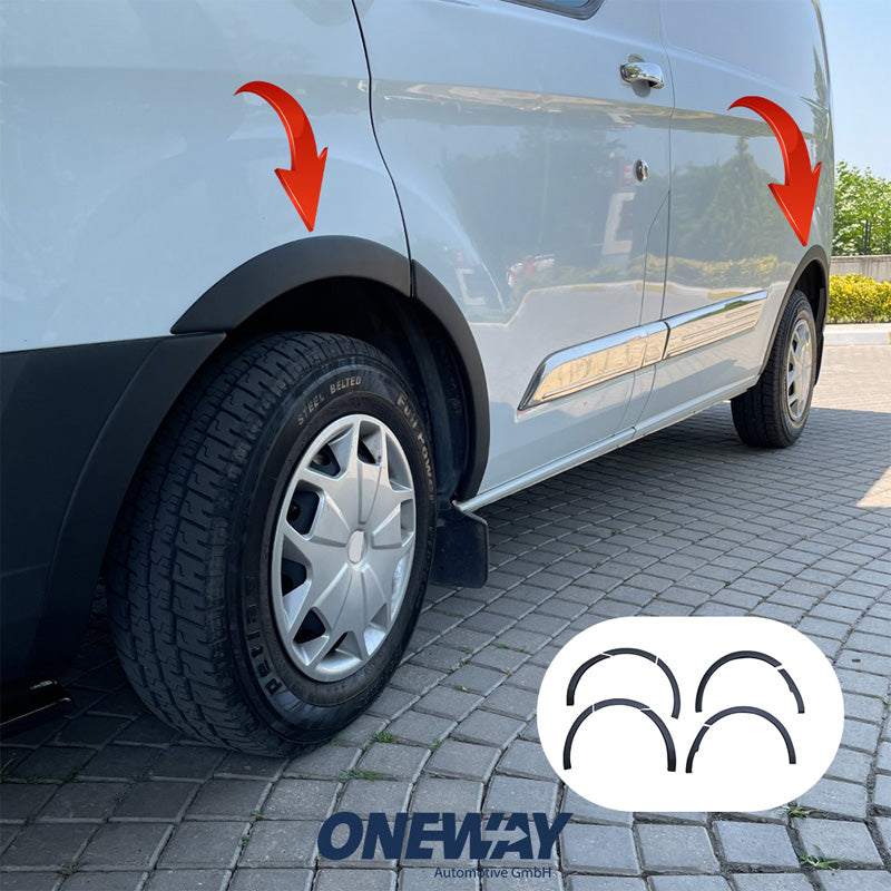 OneWay, Skærmkanter, ABS plast, Mat Sort, Passer til Ford Transit Custom MK1 2012-2018, Sæt med 10 stk.