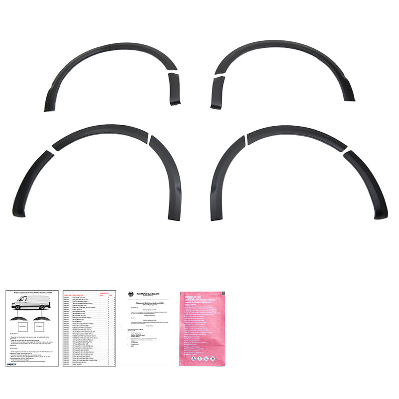 OneWay, Passaruota, Nero Opaco, Adatto a Volkswagen Transporter T5/T5.1 (2003-2015), set da 10 pezzi