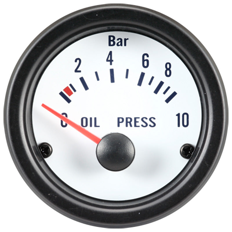 AutoStyle, budík tlaku oleje Classic bílý - 52mm - 0-10 bar