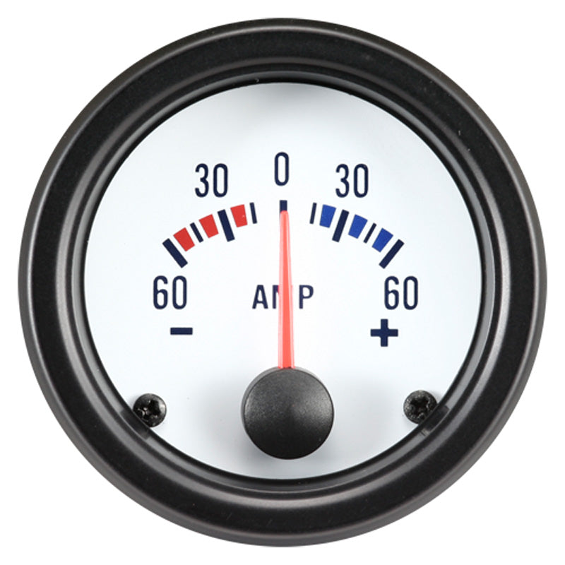 AutoStyle, klasický bílý ampérmetr -60>+60 52mm