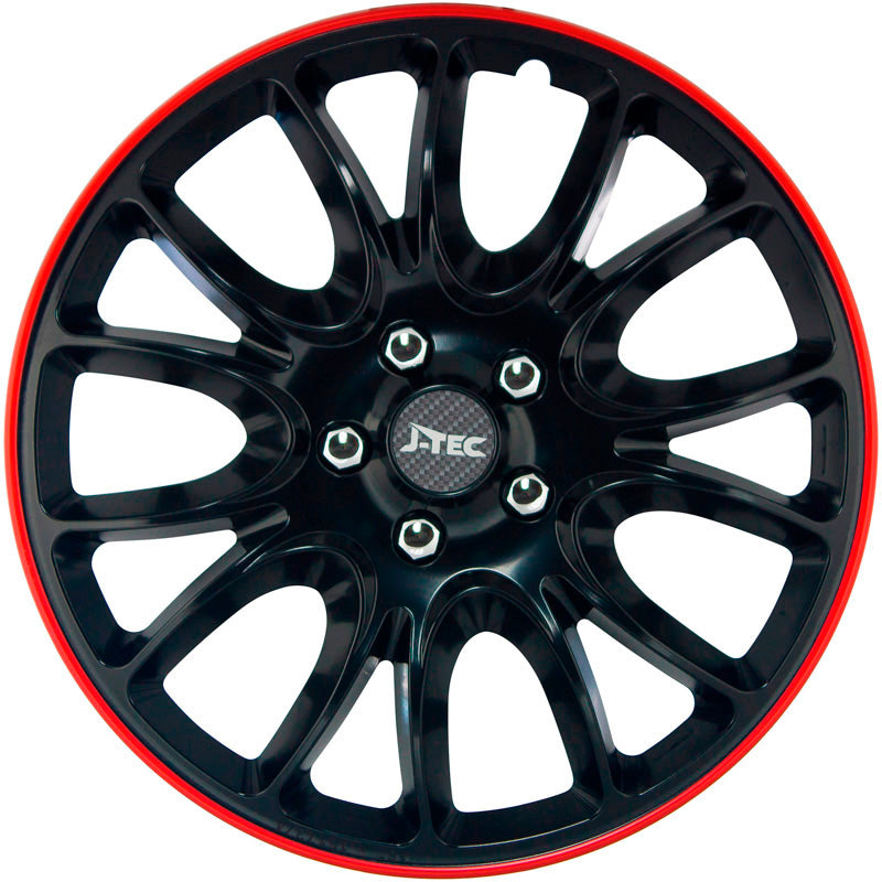 J-Tec, Kołpaki, 4 szt., Hero GTR 13-tommer czarny/czerwone wykończenie
