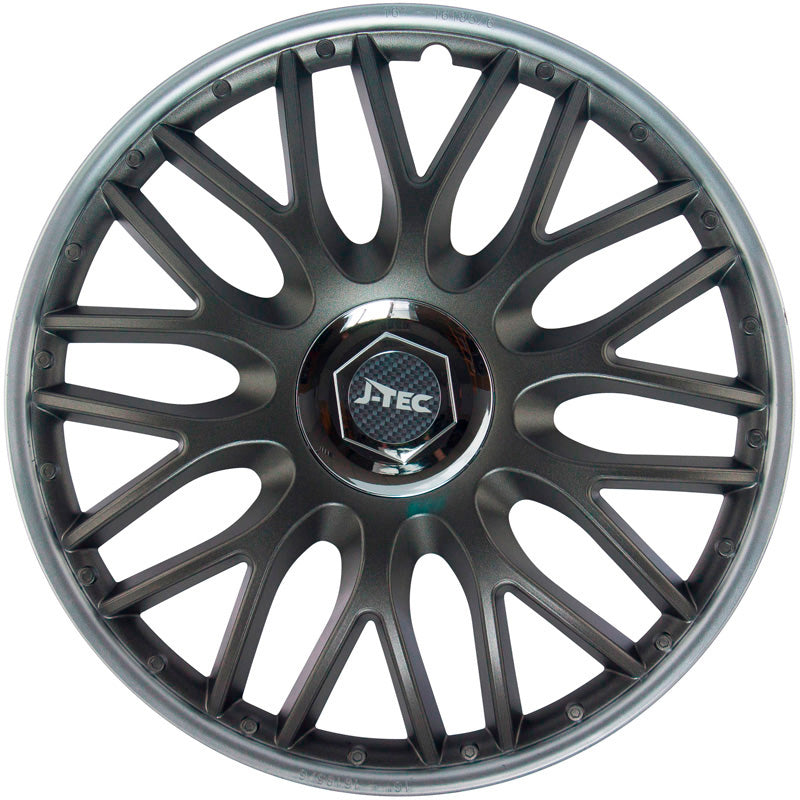 J-Tec, Wheel covers, 4 pcs, Orden SR 14-inch grey/silver + chrome ring