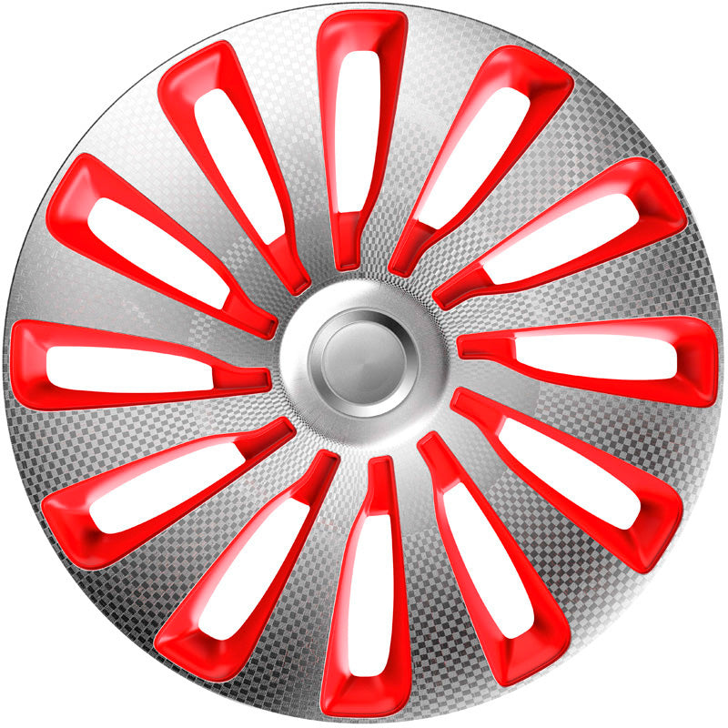 J-Tec, Copricerchi, 4 pz, Sepang 17 pollici argento/rosso/effetto carbonio