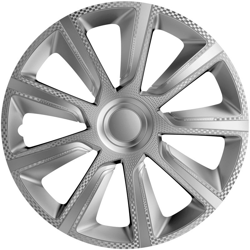 J-Tec, Hjulkapsler, 4stk, Veron 15-tommer silver/carbon-look