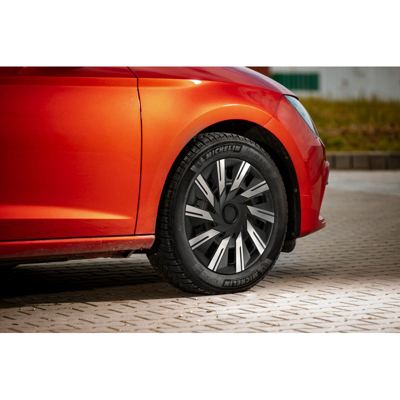 J-Tec, Hjulkapsler, Tecna 15-tommer, Alu/Sort, Sæt af 4