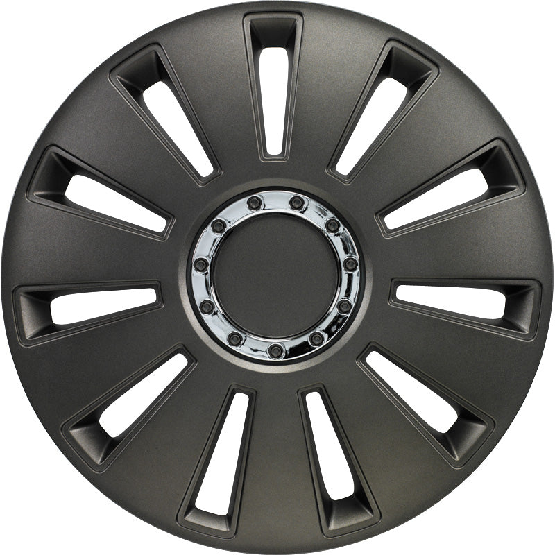 AutoStyle, Copricerchi, 4 pz, Silverstone Pro 15 pollici gun-metal + anello cromato
