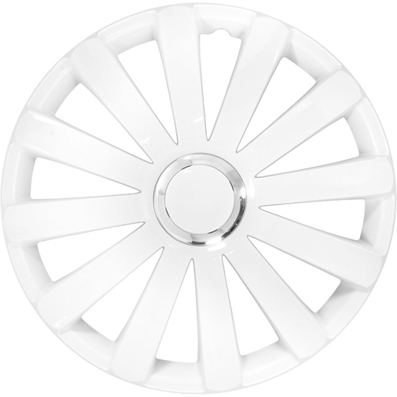 AutoStyle, Hjulkapsler, 4stk, Spyder 16-tommer white + chrome ring