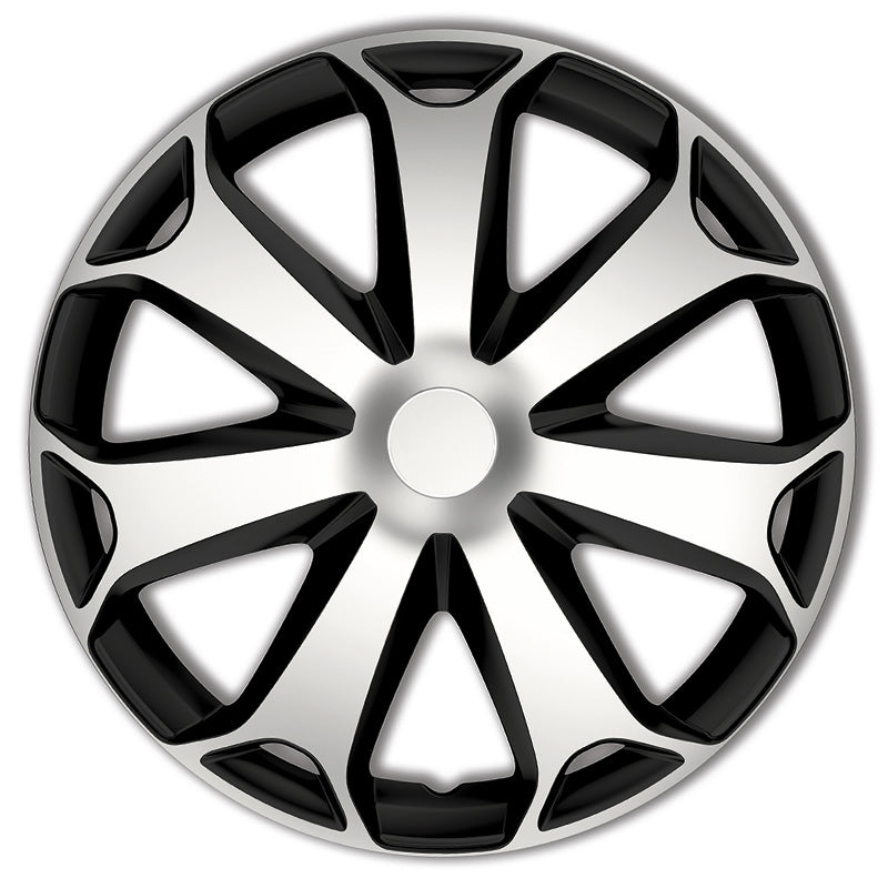 AutoStyle, Copricerchi, 4 pz, Mega 15-tommer argento/nero