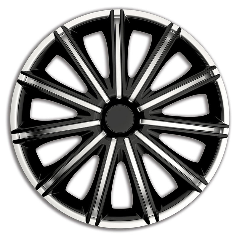 AutoStyle, Copricerchi, 4 pz, Nero 17-tommer argento/nero
