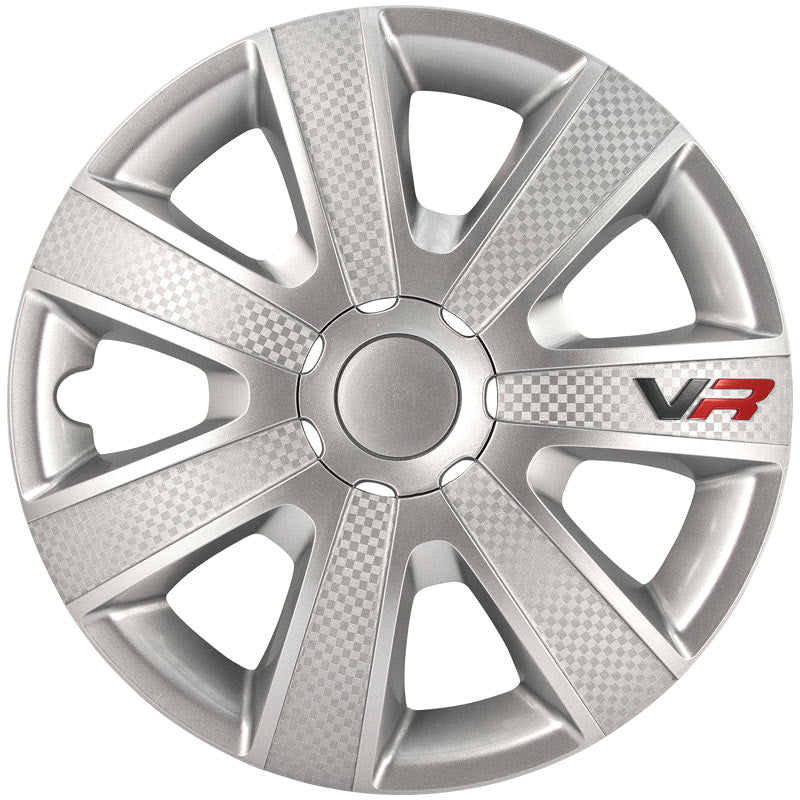 AutoStyle, copricerchi, 4 pz, VR 16-tommer argento/aspetto carbonio/logo