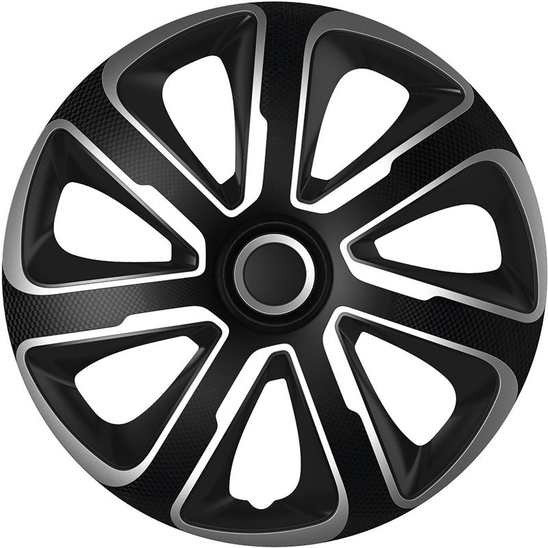 AutoStyle, Copricerchi, 4 pz, Livorno15 pollici argento/nero look carbonio