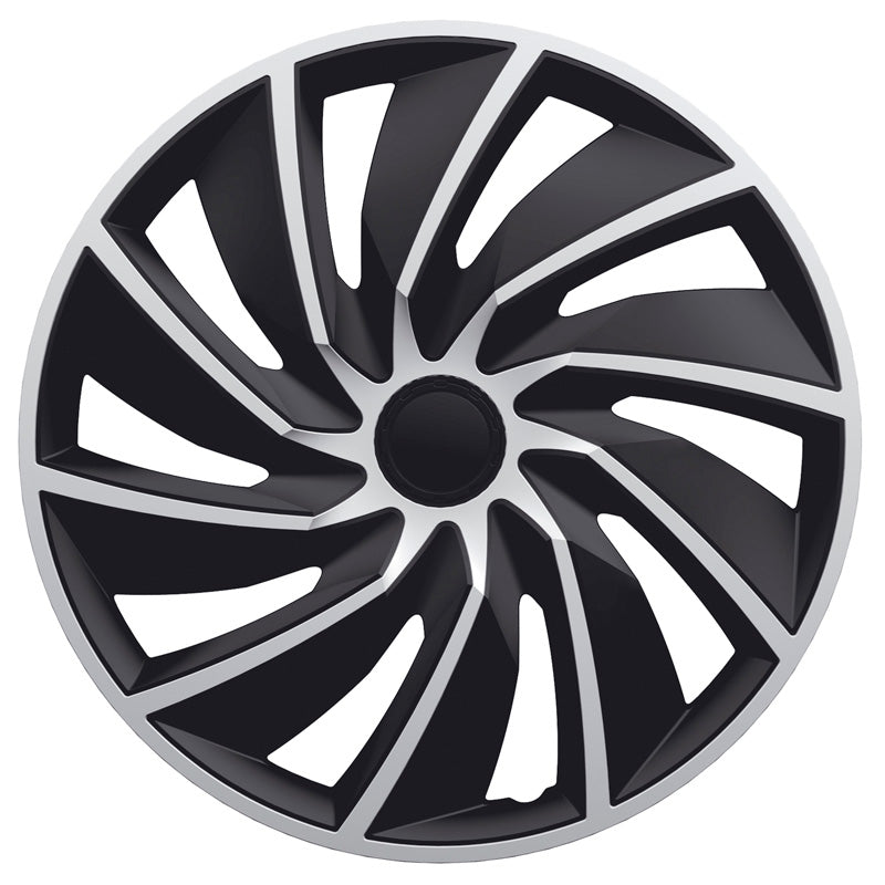 AutoStyle, copricerchi, 4 pz, Turbo 13-tommer argento/nero