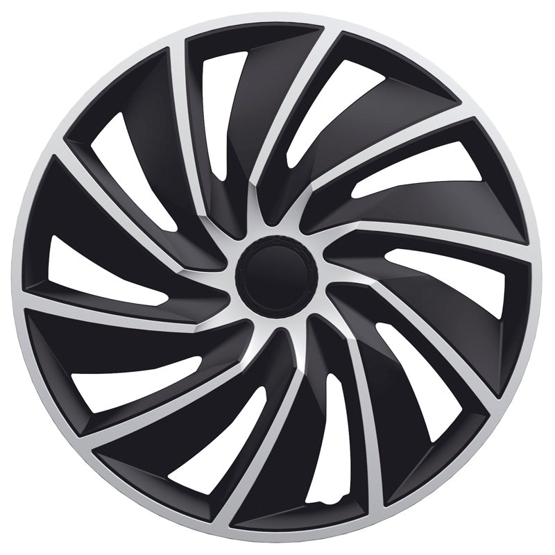 AutoStyle, Copricerchi, 4 pz, Turbo 14 pollici argento/nero