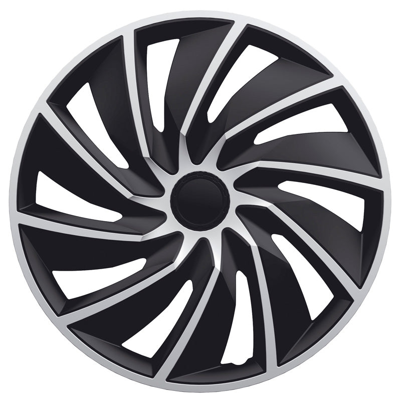 AutoStyle, Tapacubos, 4 piezas, Turbo 15-pulgadas plateado/negro