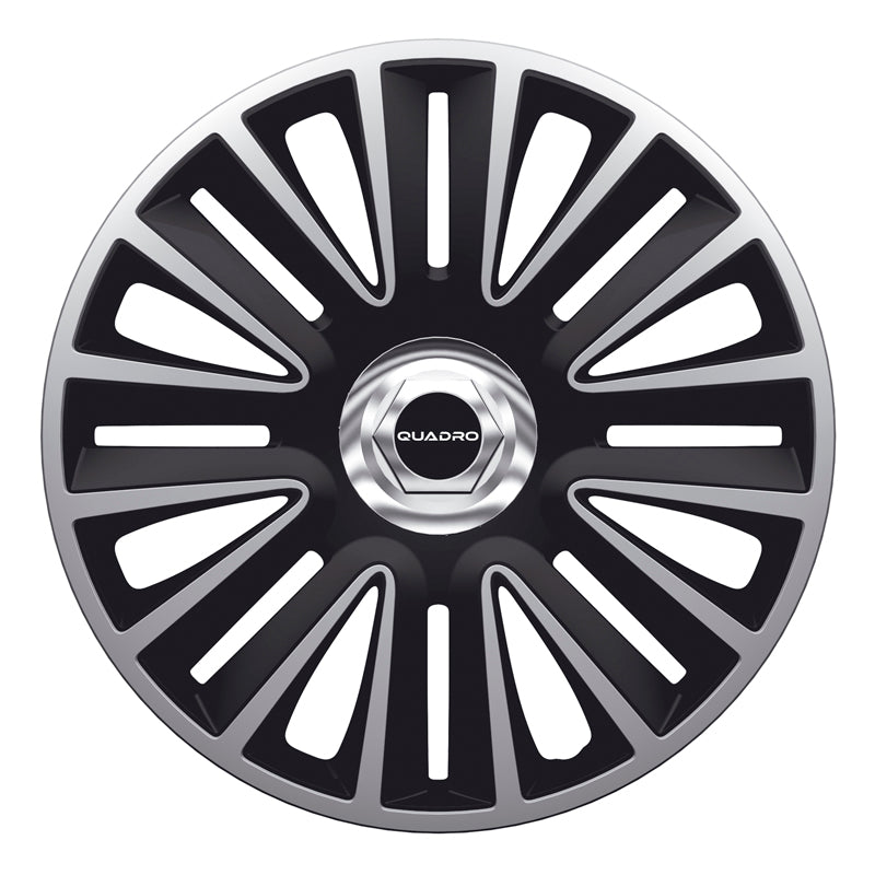AutoStyle, Copricerchi, 4 pz, Quadro Pro 15 pollici argento/nero + anello cromato