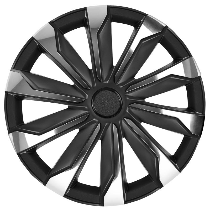 AutoStyle, Copricerchi, 4 pz, Typhoon 14-tommer cromato/nero