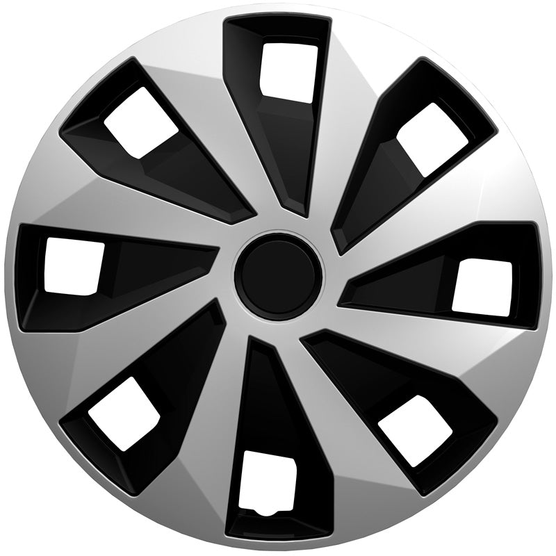 AutoStyle, tapacubos, 4 piezas, Volvano-VAN 16 pulgadas plata/negro (esférico)