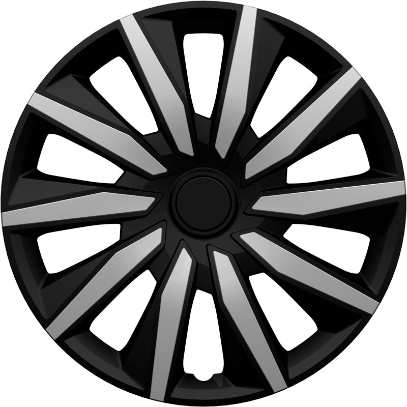 AutoStyle, juego de tapacubos, 'Decente', 15 pulgadas, plata/negro, 4 uds.