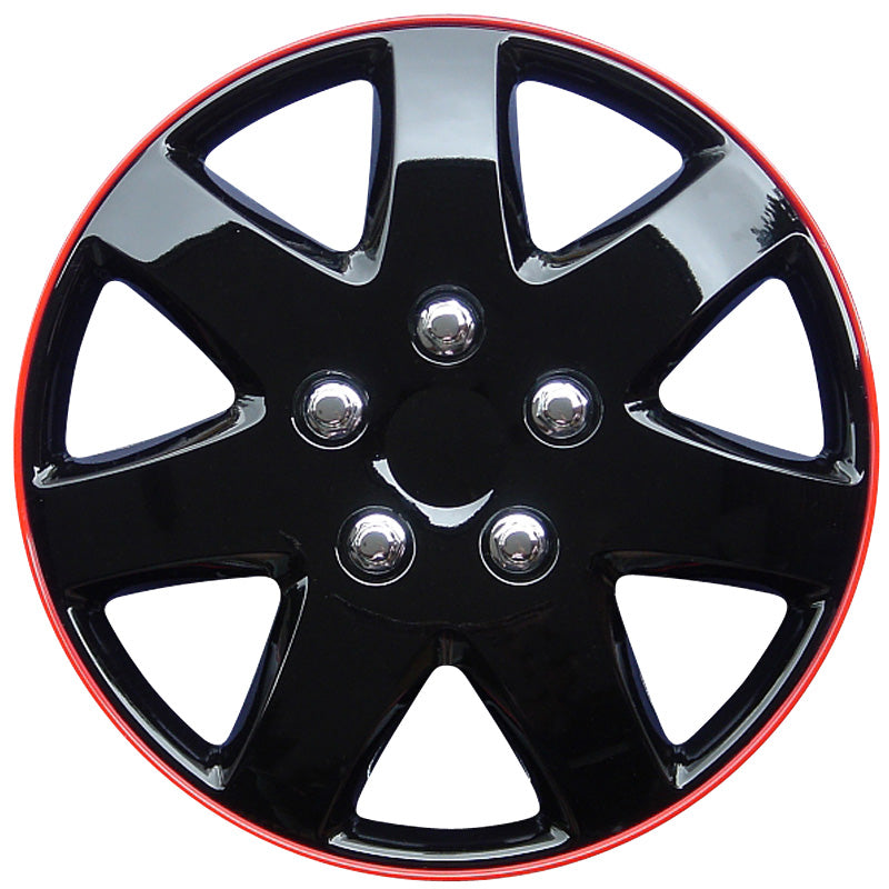 AutoStyle, Copricerchi, 4 pz, Michigan 14-tommer nero/rosso bordo