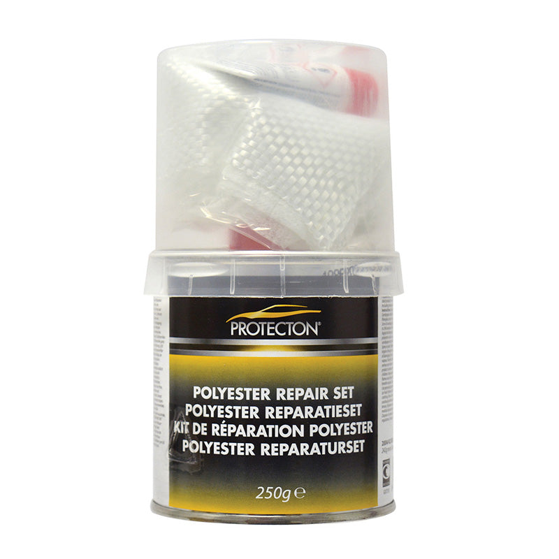 Protecton, Kit di riparazione in poliestere - 250g - Include indurente e mat di fibra di vetro
