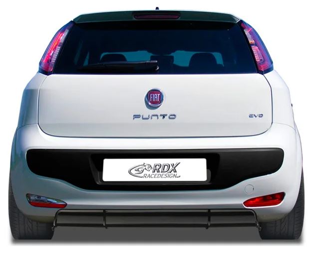 RDX Racedesign, Rear bumper skirt 'Diffusor', fits Fiat Punto Evo 2009- (ABS glossy black)
