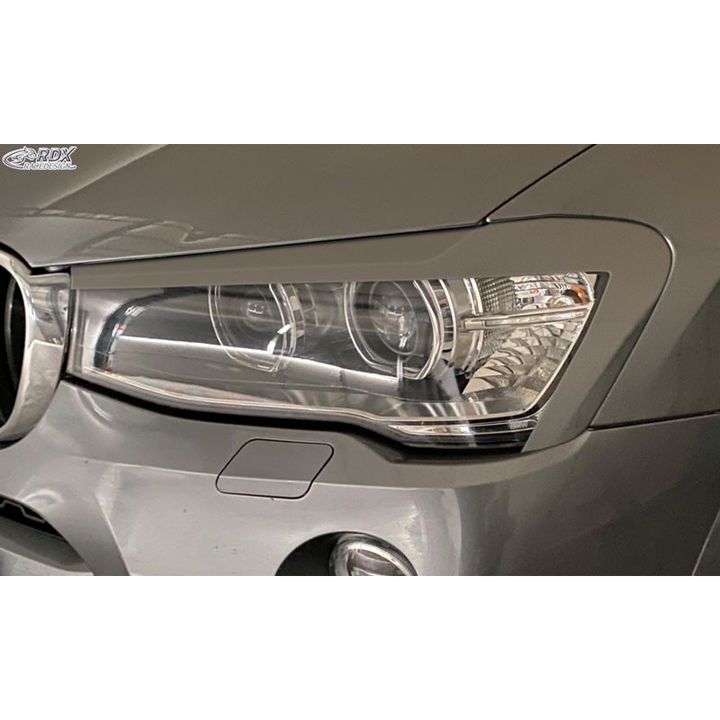 RDX Racedesign, cejas de faros, fits BMW X3 (F25) Facelift  & X4 (F26) 2014-2018 (ABS)