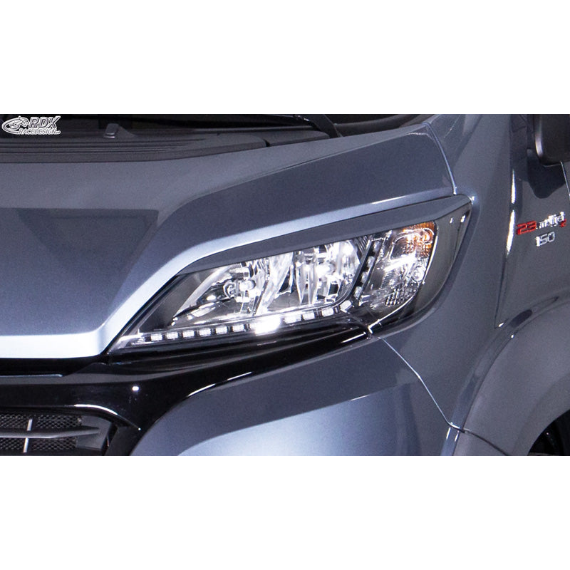 RDX Racedesign, daszki na reflektory, pasuje do Citroën Jumper & Fiat Ducato & Peugeot Boxer 2014- & Opel Movano 2021- (ABS)