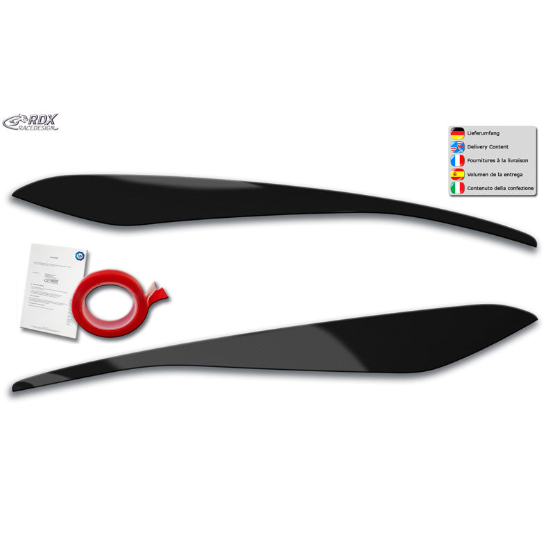 RDX Racedesign, sopracciglia fari, adatto a Ford Fiesta MK8 2017-2022 (ABS nero lucido)