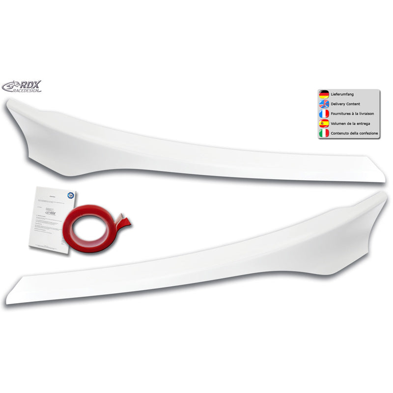 RDX Racedesign, Forlygte spoilere, Gloss White, Passer til Ford Transit Custom & Tourneo Custom Facelift 2018-2023