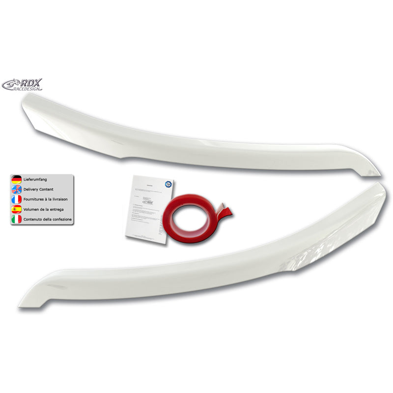 RDX, Eyebrows, Gloss White, fits Ford Transit (Xenon and black Halogen headlights) (2014-)
