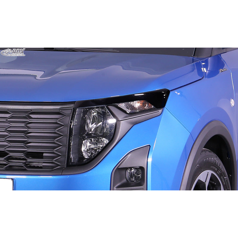 RDX, Sopracciglia fari, ABS Nero Lucido, adatto a Ford Transit Courier & Tourneo Courier (2023-)
