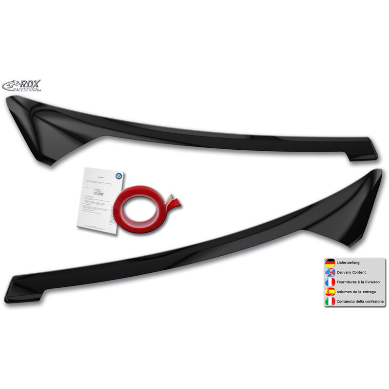 RDX, Sopracciglia fari, ABS Nero Lucido, adatto a Ford Transit Courier & Tourneo Courier (2023-)