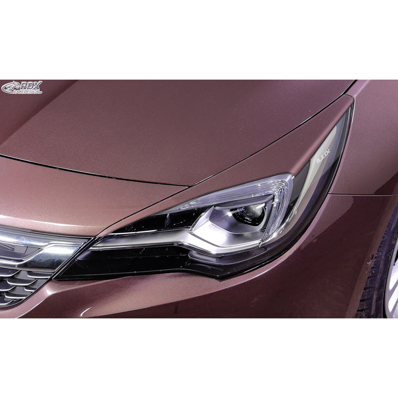 RDX Racedesign, sopracciglia fari, adatto a Opel Astra K HB 5 porte/Sportstourer 2015-2021 (ABS)