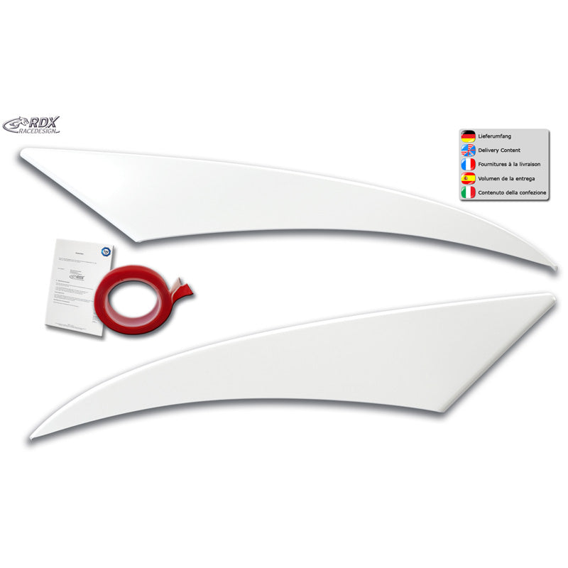 RDX Racedesign, Cejas para faros, ABS blanco brillo, Compatible con Volkswagen Crafter 2006-2017