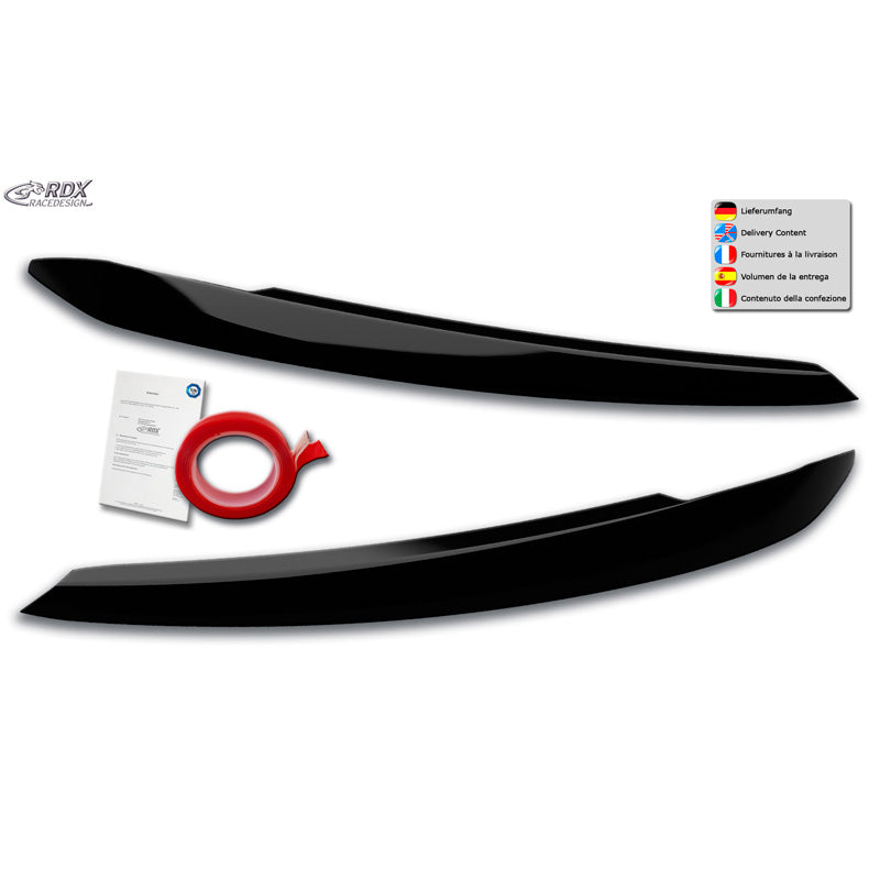 RDX Racedesign, coprifari, adatto per Volkswagen Touran (5T) 2015- (Alogeno) (ABS Gloss Black)