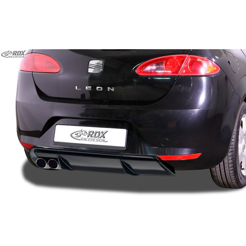 RDX Racedesign, gonnella paraurti posteriore "Diffusor", adatta per Seat Leon 1P 2005-2008 escl. FR/Cupra (ABS nero lucido)