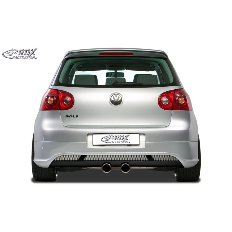RDX Racedesign, grembiule del paraurti posteriore, adatto a Volkswagen Golf V Hatchback 3/5 porte 2003-2008 'V2' (scarico R32) escl. Variant/Plus (ABS)
