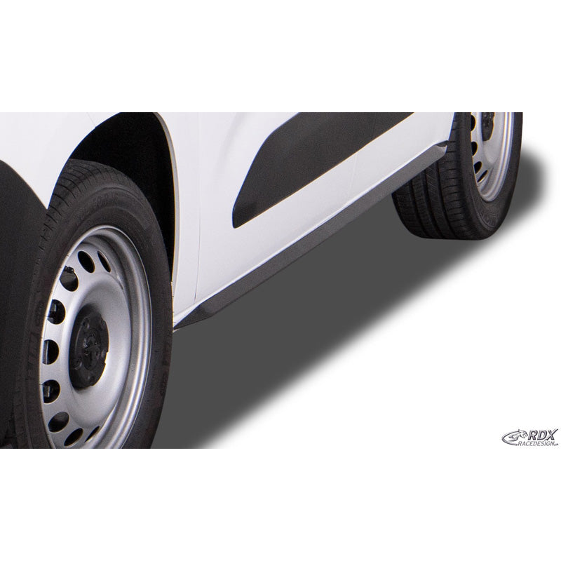 RDX Racedesign, boční prahy, vhodné pro Citroën Berlingo / Peugeot Partner & Rifter / Opel Combo / Toyota ProAce City & ProAce City Verso 2018- 'Slim' (ABS lesklá černá)