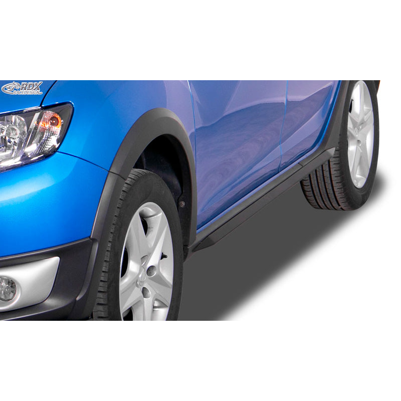 RDX Racedesign, progi boczne 'Slim', pasuje do Dacia Sandero II 2012- w tym Stepway (ABS błyszcząca czerń)