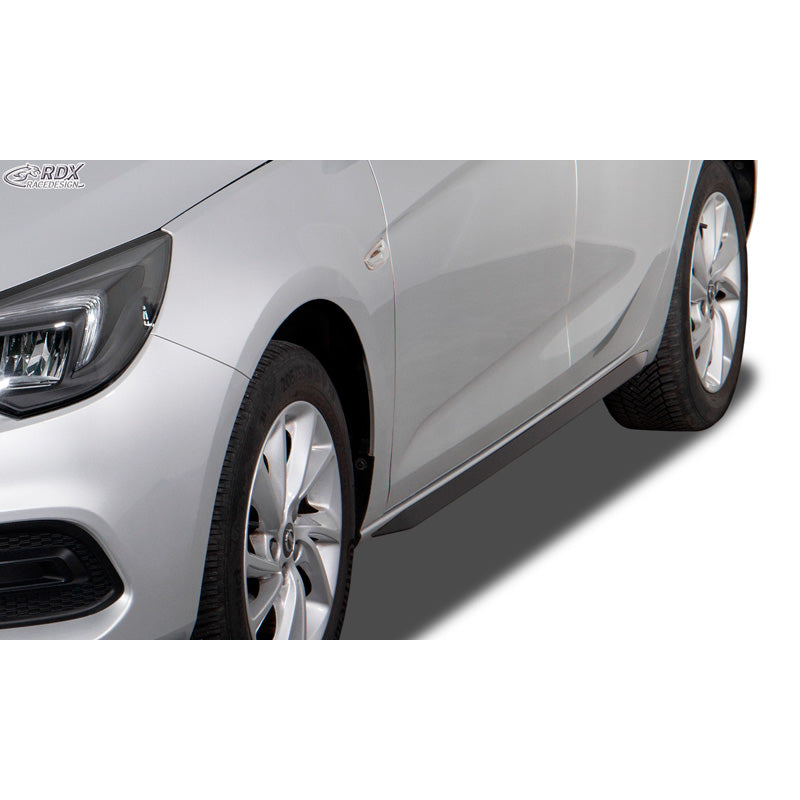 RDX Racedesign, side skirts 'Slim', fits Opel Astra K Hatchback 2015-2021 (ABS glossy black)
