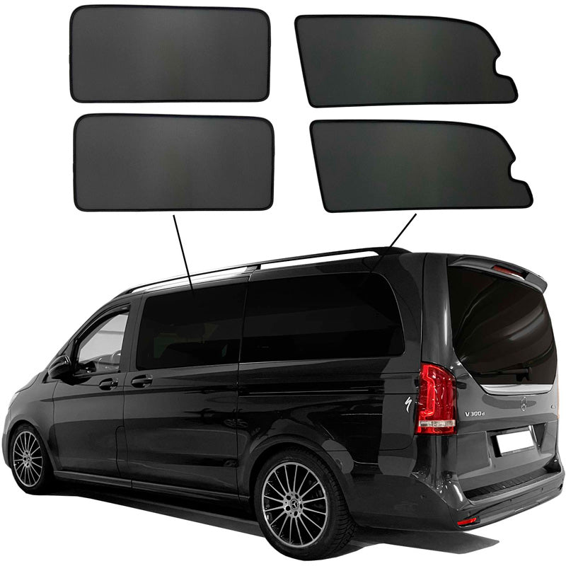 SunClip, sluneční clona & ochrana proti slunci, vhodné pro Mercedes V-Class W447 (dlouhý rozvor) 2014-2024 s výklopnými okny