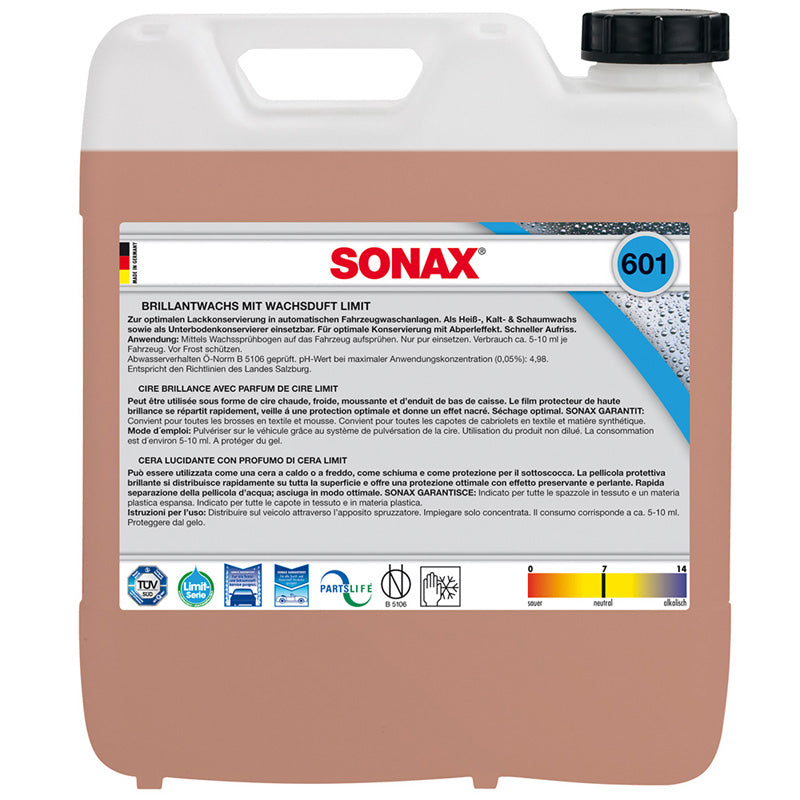 SONAX, Cera Brillant Limit - 10 Litri - Protezione ottimale della vernice per lavaggio auto automatico