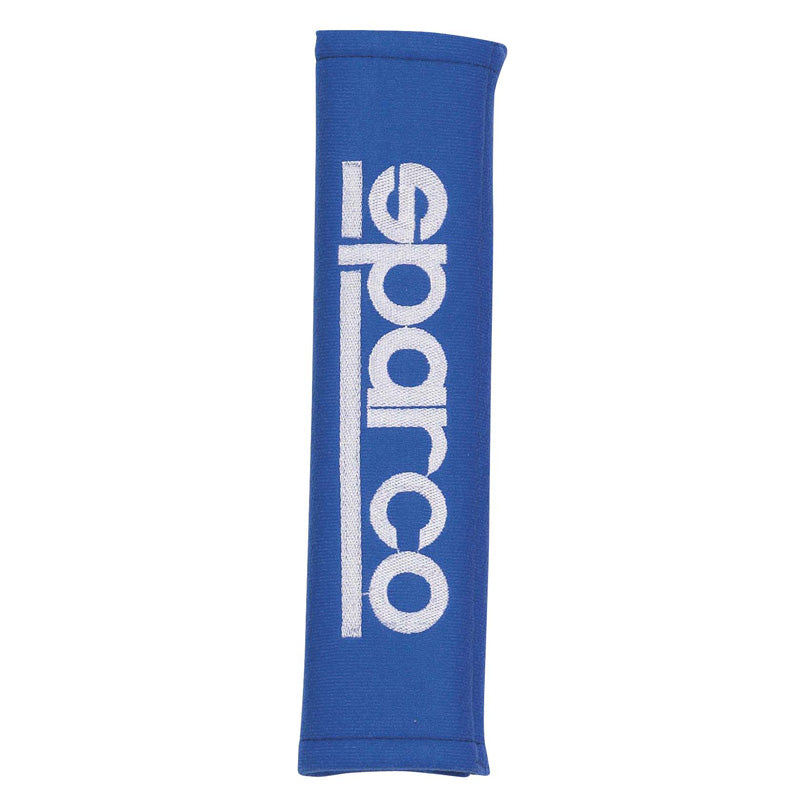 Sparco, Seat Belt Shoulder Pads - Blue with Logo - 2 pcs.
