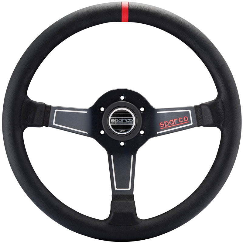 Sparco, Volant sport, 350mm - cuir noir - bande centrale rouge