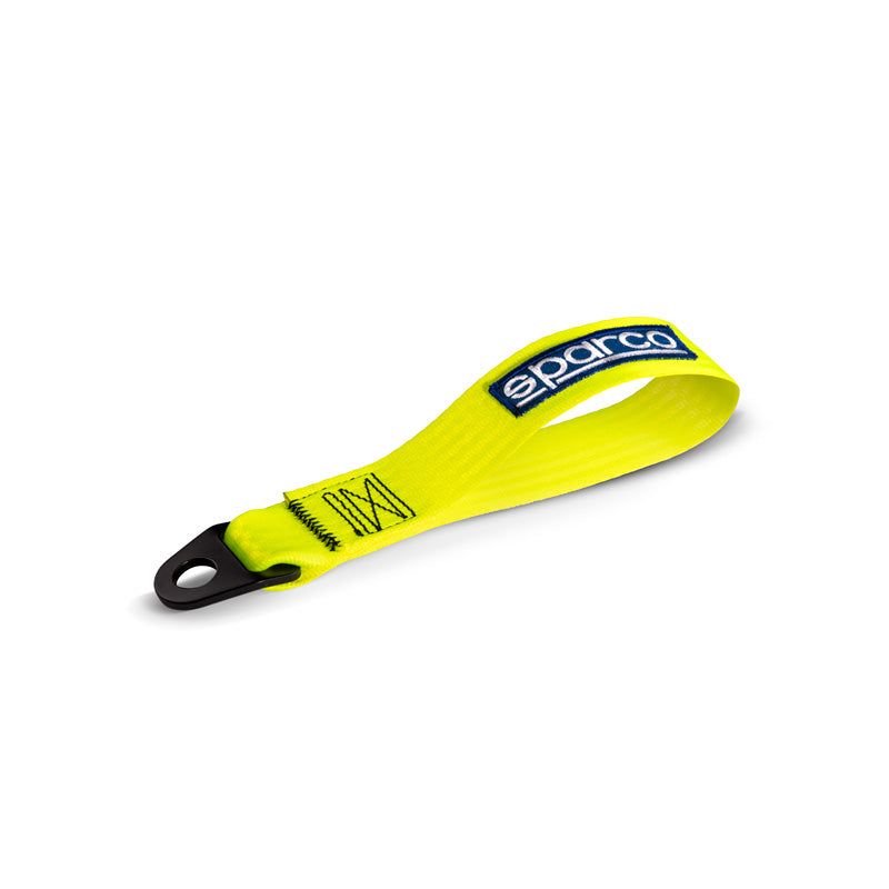 Sparco, Lazo de remolque de alto rendimiento - Amarillo neón - máx. 2000kg - orificio de 16 mm