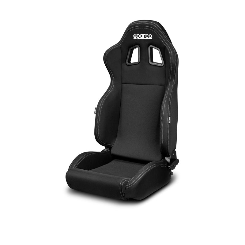 Sparco, Ergonomiczny fotel sportowy R100 MY22 - Czarny - Z odchylanym oparciem