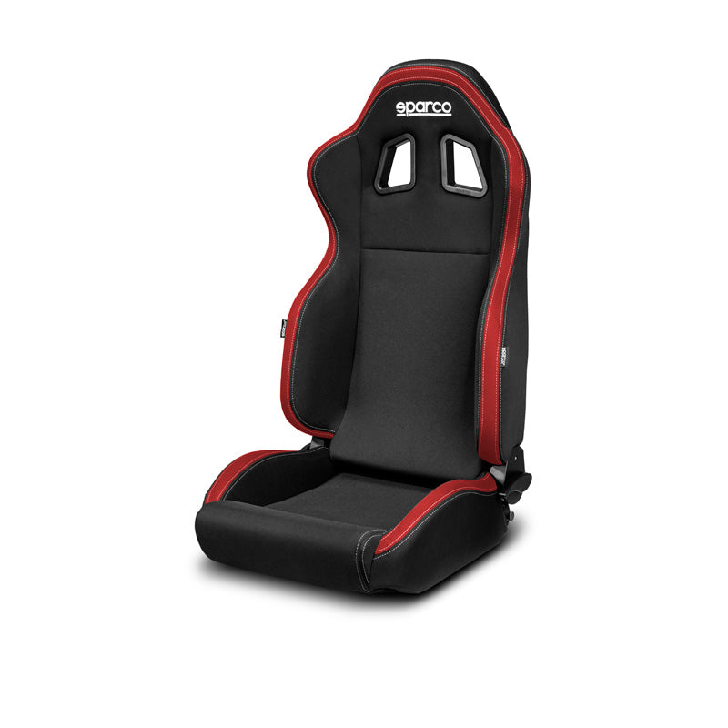 Sparco, Sportowy fotel R100 MY22 - Czarny/Czerwony - Odchylany z ergonomicznym designem