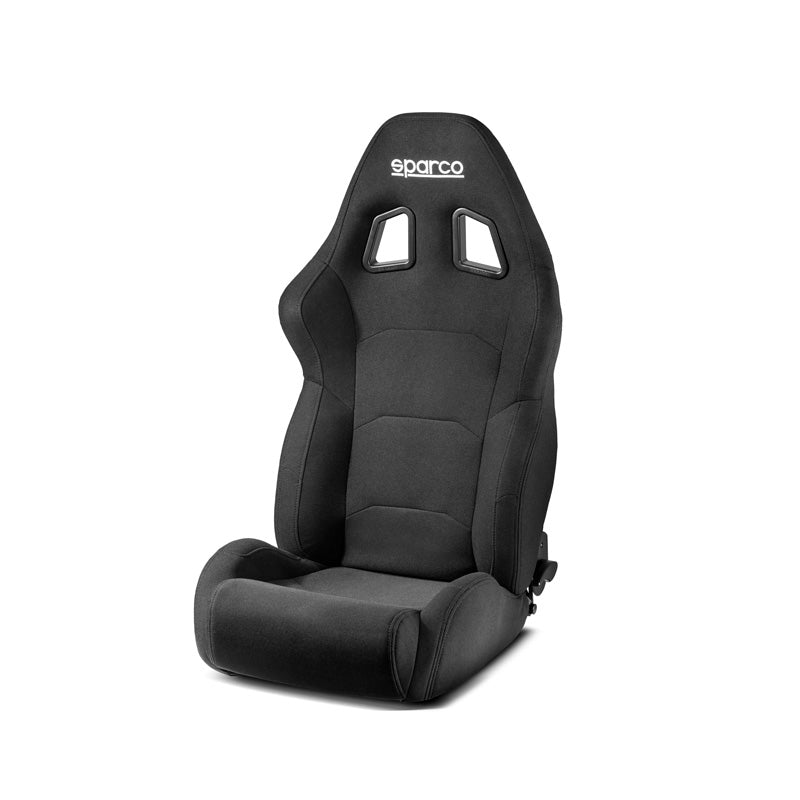Sparco, Sportssæde R500 Torino, Sort, Reclinable, Ergonomisk design med dobbelt justering og 3D stofbetræk